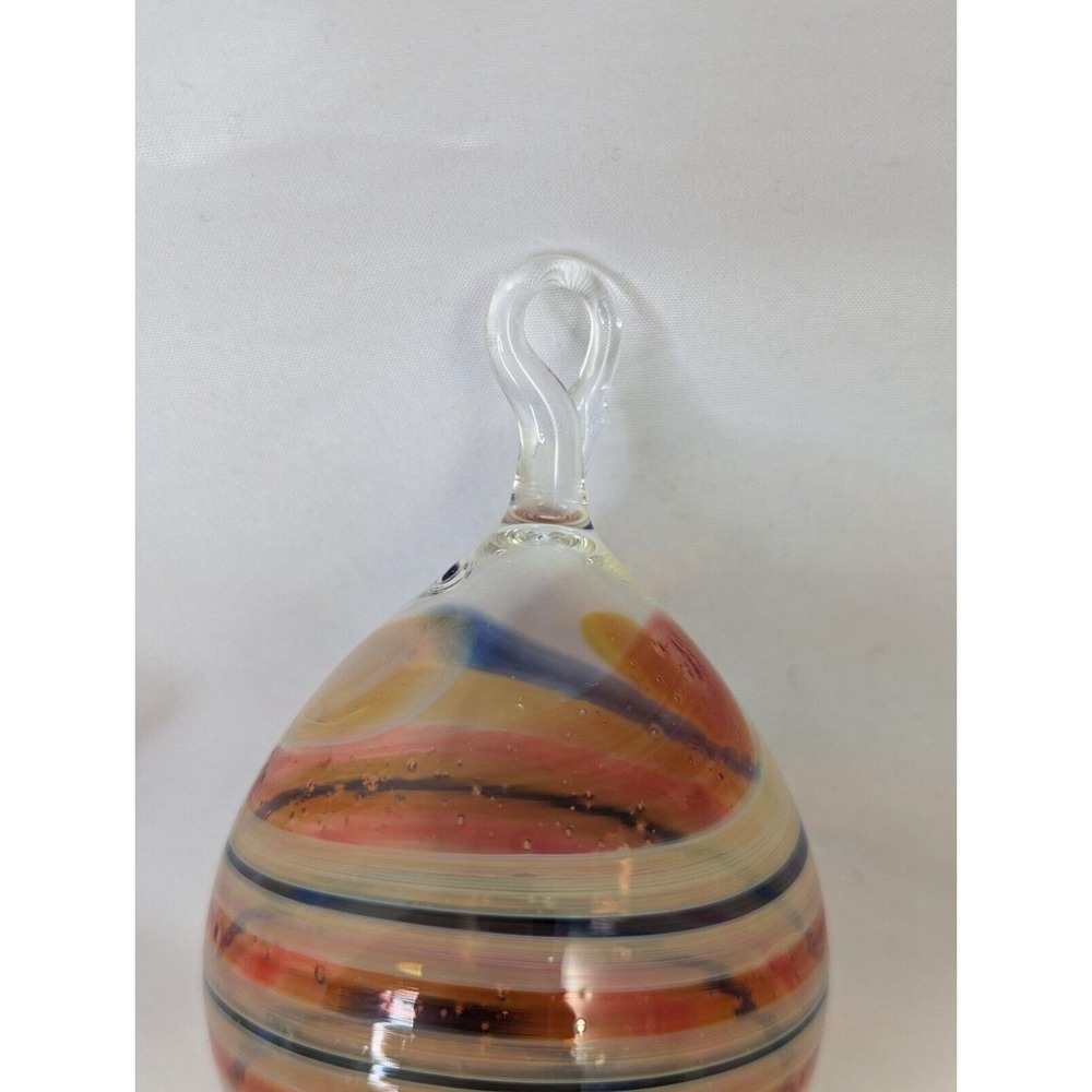 Hand Blown Glass Ornament Stripes 4 Inch - Picture 2 of 5